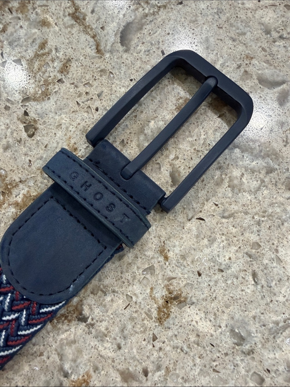 GHOST Navy and Red Woven Men's Belt with Matte Black Buckle